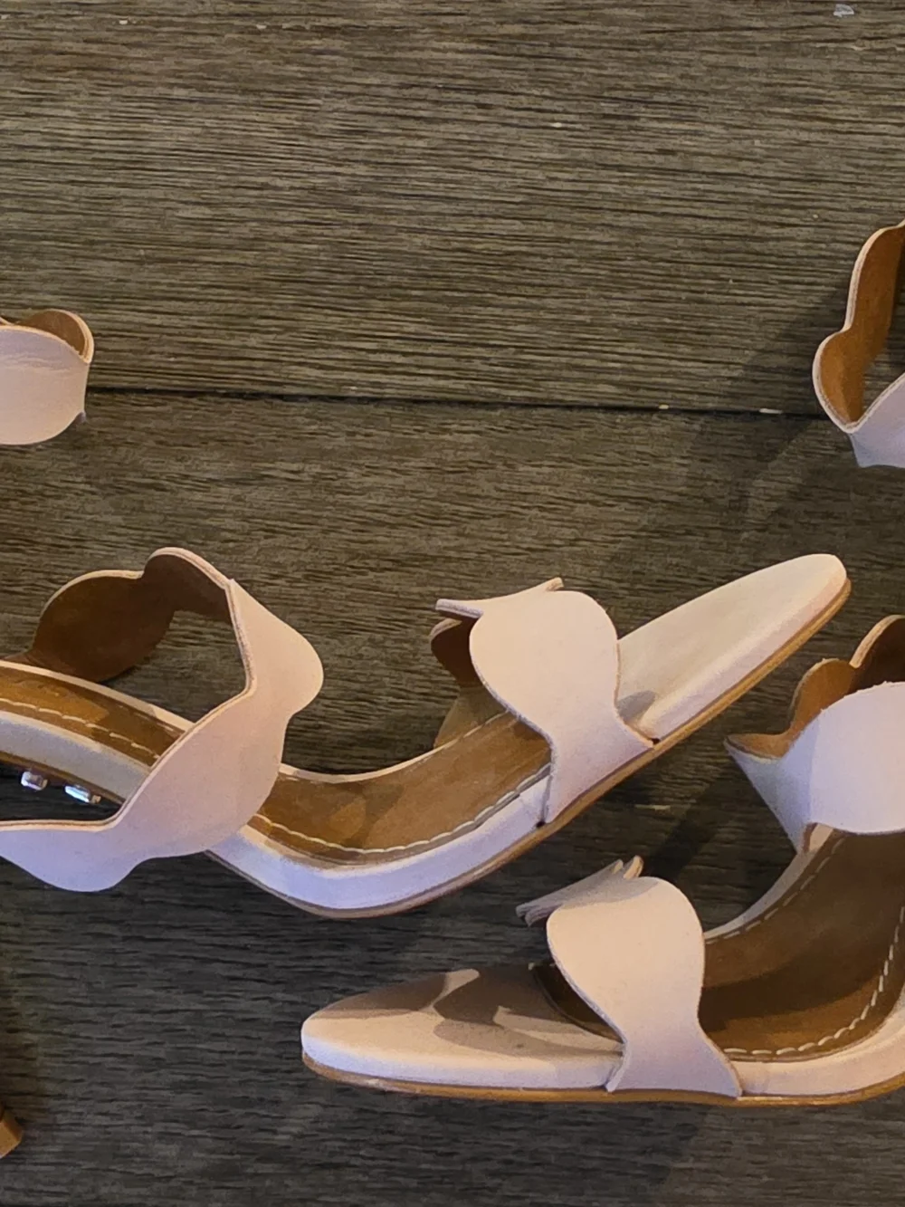 Carrano Taupe/Scallop Strap Zipper Women's Heels Size 9